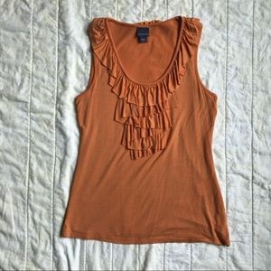 Sleeveless flutter neck top